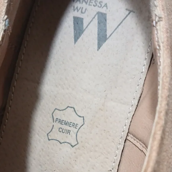 Anthropologie Vanessa Wu Metallic Oxford Loafers Rose Gold Leather Suede Lace Up