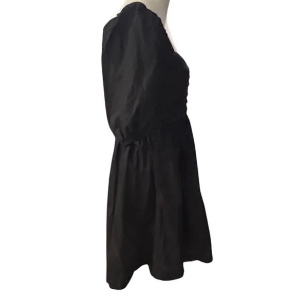 ANTHROPOLOGIE x MAEVE Puff-Sleeved Sweetheart MIni Dress Black Size XS