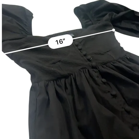 ANTHROPOLOGIE x MAEVE Puff-Sleeved Sweetheart MIni Dress Black Size XS