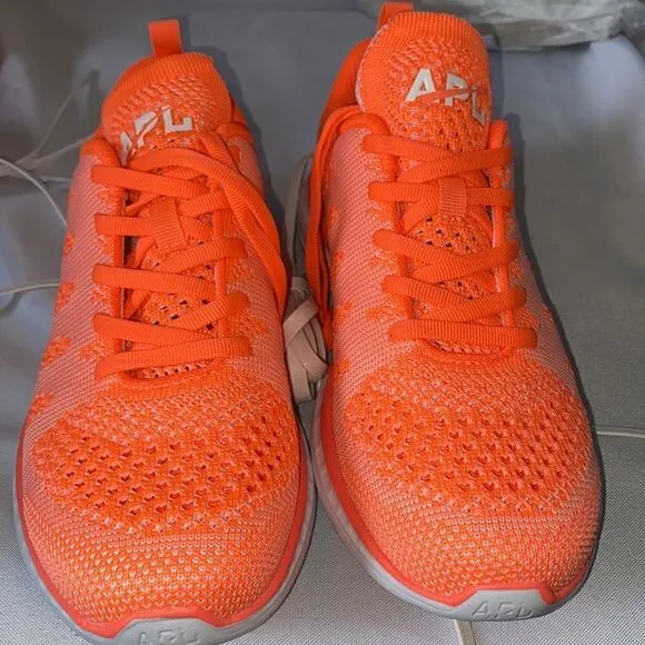 APL TECHLOOM PRO KNIT RUNNING SNEAKERS NEW NEON ORANGE 7.5
