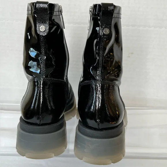 Aquatalia Black Patent Leather Dhia Boots, Women’s 8, NWOT