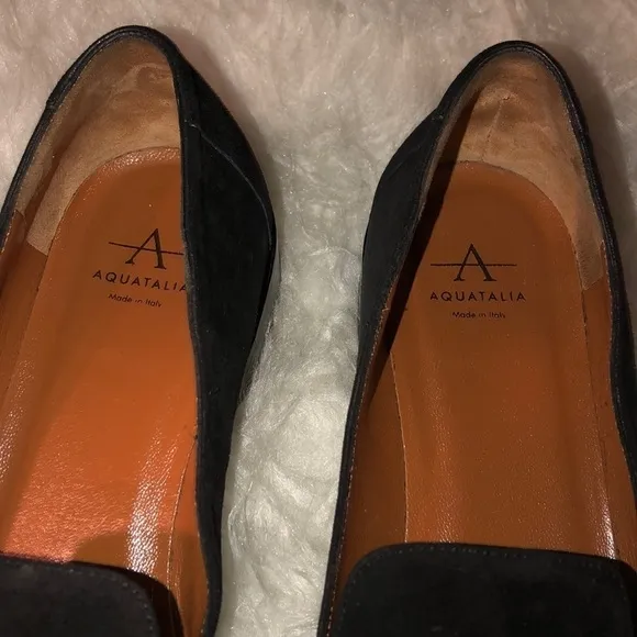 Aquatalia Black Suede Gilda Flats Size 6 1/2