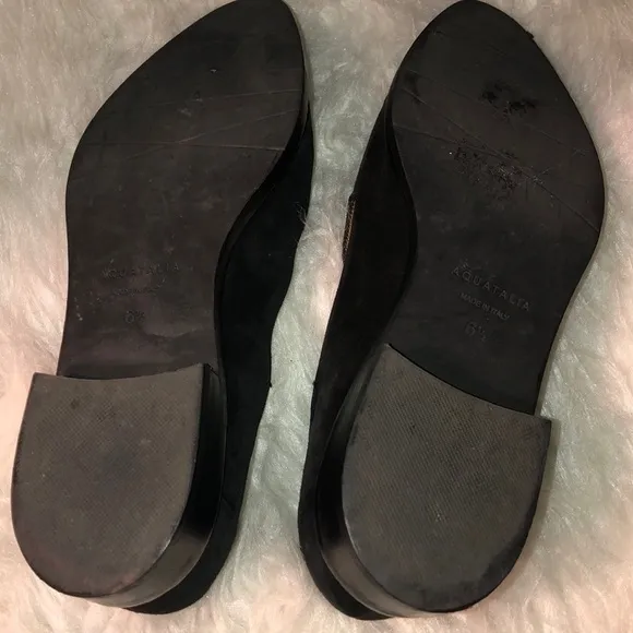 Aquatalia Black Suede Gilda Flats Size 6 1/2