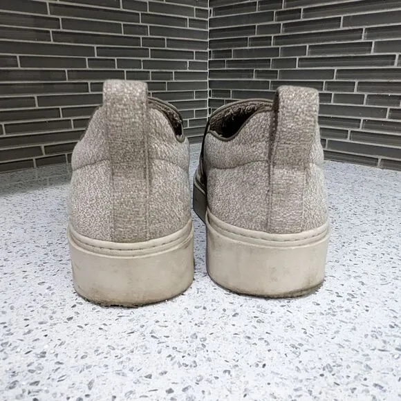 Aquatalia Lida Beige Tan Taupe Neutral Textured Slip On Sneakers Shoes Size 9.5