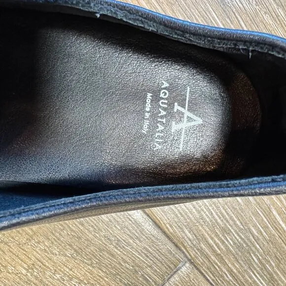 Aquatalia Revy black Nappa leather loafers size 8.5