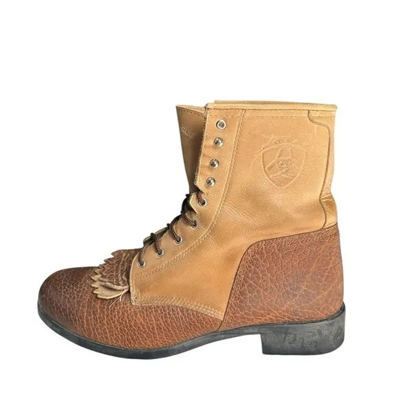 ARIAT MEN'S HERITAGE LACER WESTERN BOOTS ROUND TOE Two Tone Leather Work Boot 13