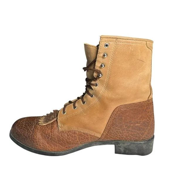 ARIAT MEN'S HERITAGE LACER WESTERN BOOTS ROUND TOE Two Tone Leather Work Boot 13
