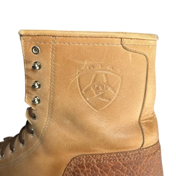 ARIAT MEN'S HERITAGE LACER WESTERN BOOTS ROUND TOE Two Tone Leather Work Boot 13