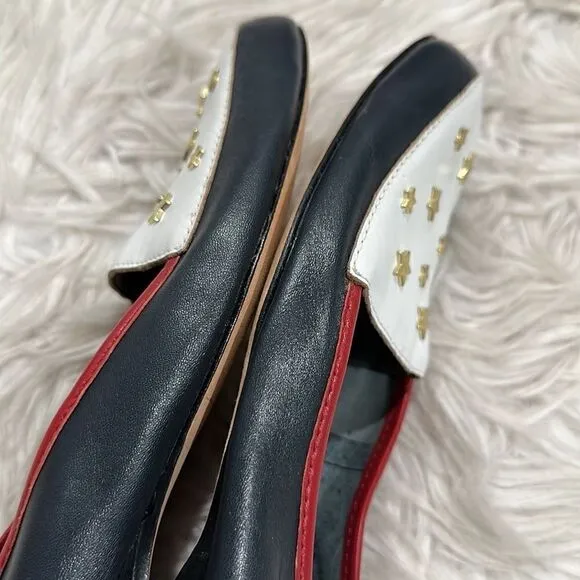 Array Salute Leather Red White And Blue Star Embellished Slip On Loafer Sz 10N