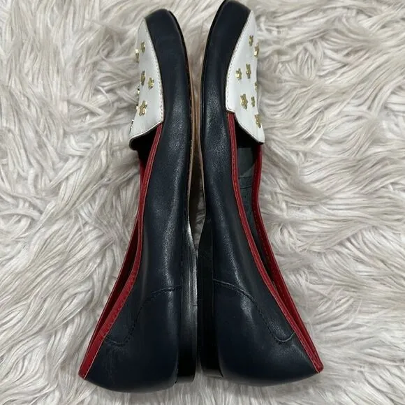 Array Salute Leather Red White And Blue Star Embellished Slip On Loafer Sz 10N