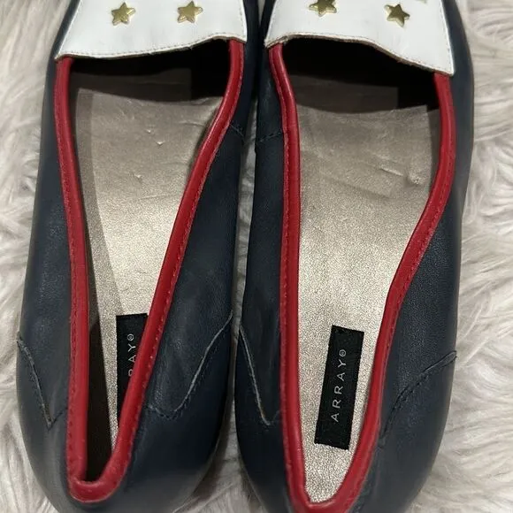 Array Salute Leather Red White And Blue Star Embellished Slip On Loafer Sz 10N
