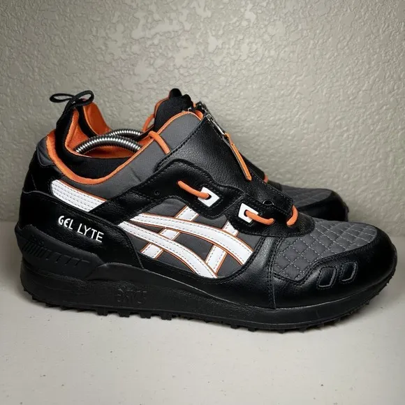 Asics Gel-Lyte MT Black White Orange Athletic Shoes Sneakers Split Zip Men 11.5