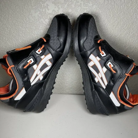 Asics Gel-Lyte MT Black White Orange Athletic Shoes Sneakers Split Zip Men 11.5