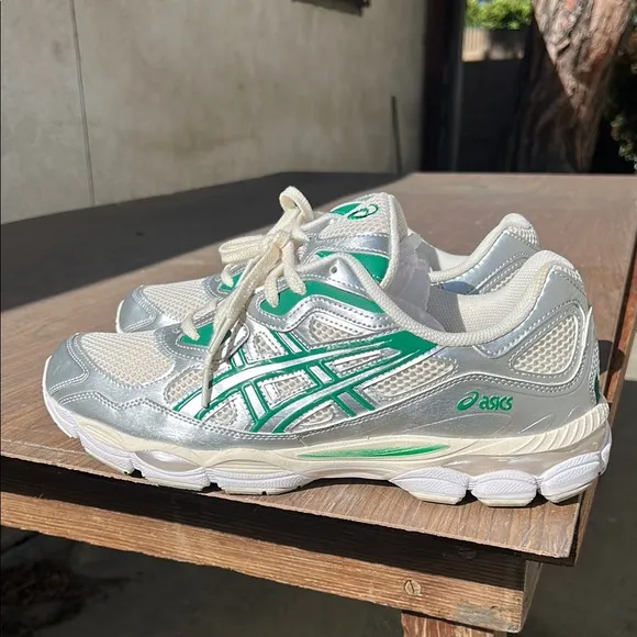 ASICS White and Green Sneakers