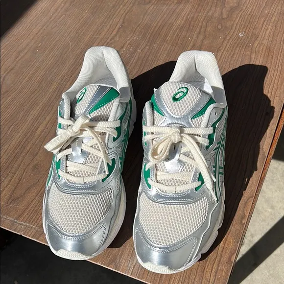 ASICS White and Green Sneakers