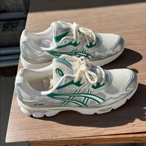 ASICS White and Green Sneakers