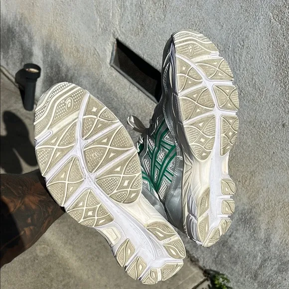 ASICS White and Green Sneakers