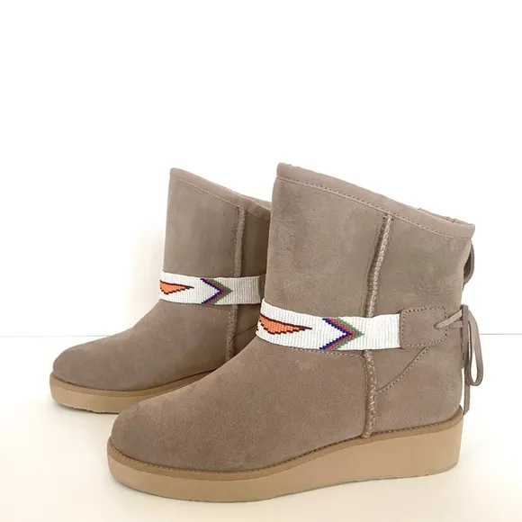 Australia Luxe Collective Joshua Shearling Boots with Beaded Bands Size 6