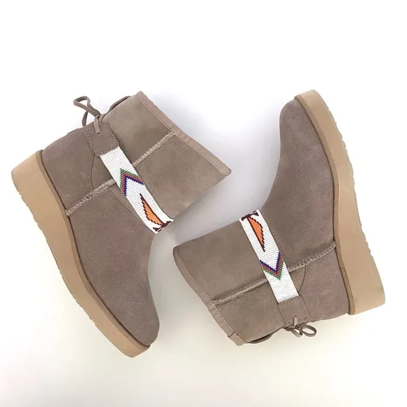 Australia Luxe Collective Joshua Shearling Boots with Beaded Bands Size 6