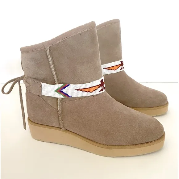 Australia Luxe Collective Joshua Shearling Boots with Beaded Bands Size 6