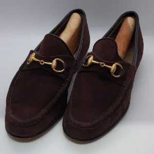 Authentic Gucci Horsebit Womens Loafers Suede Leather Brown Size 7B