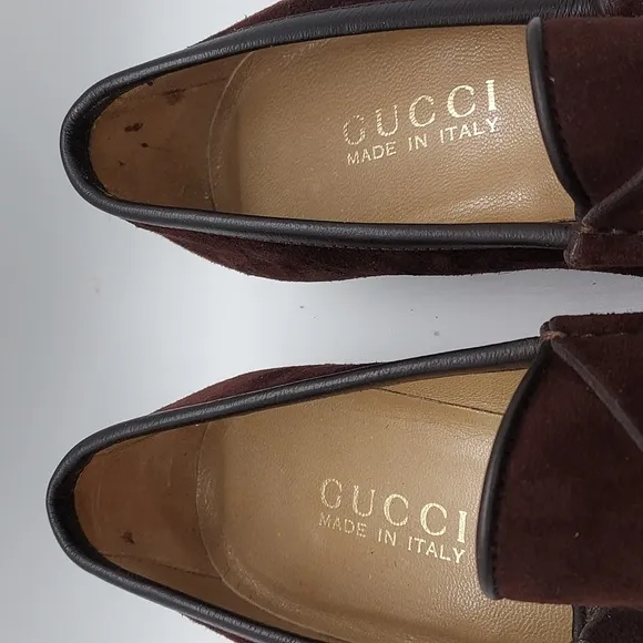 Authentic Gucci Horsebit Womens Loafers Suede Leather Brown Size 7B