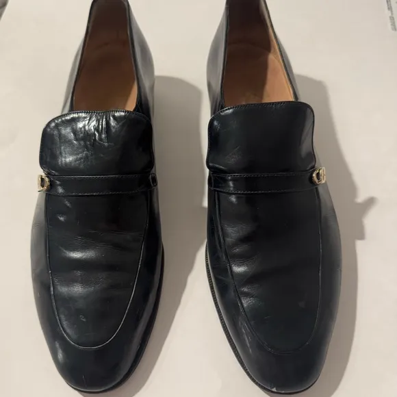 Authentic Salvatore Ferragamo Men's Black Calf Leather Loafers US 9