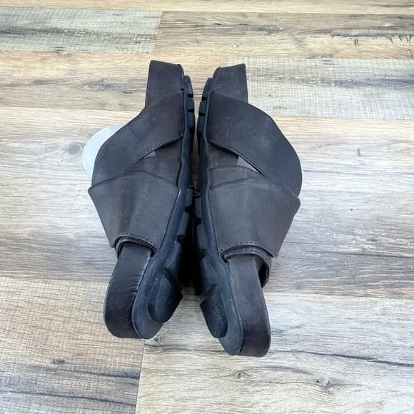 Bacco Bucci Rusty Distressed Dark Brown Leather Sandals Slides Men Size 9D