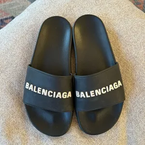 Balenciaga Black Logo Slides