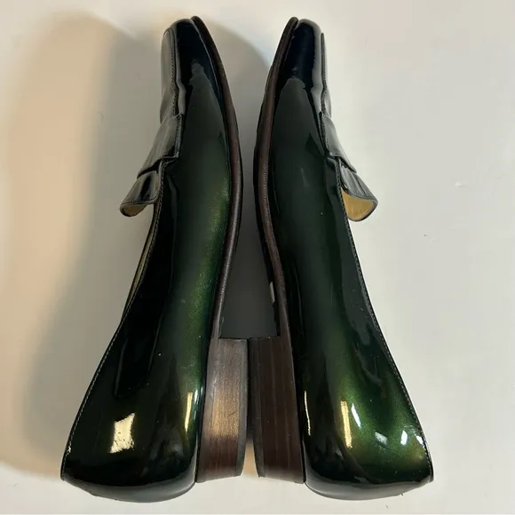Bally Addie Green Patent Leather Loafers Size 5