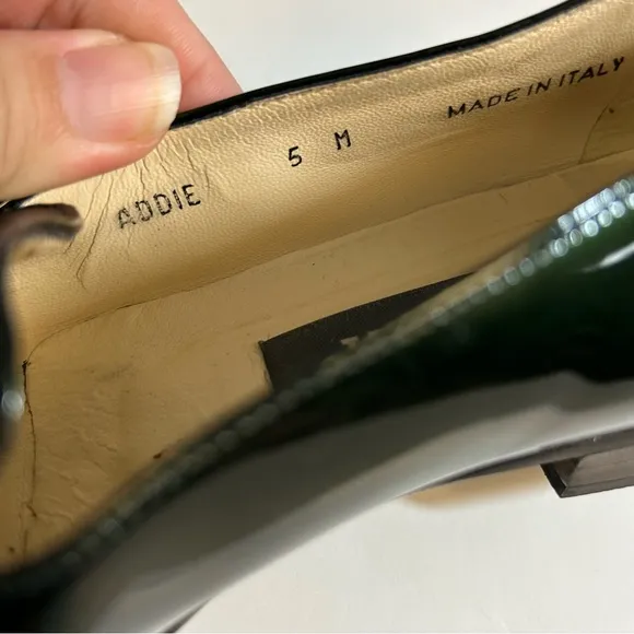 Bally Addie Green Patent Leather Loafers Size 5
