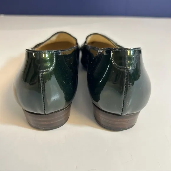 Bally Addie Green Patent Leather Loafers Size 5