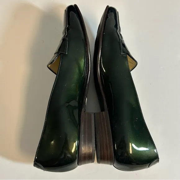 Bally Addie Green Patent Leather Loafers Size 5