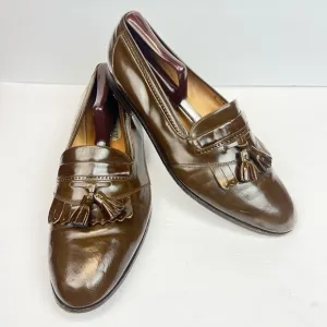 Bally Brown Leather Tassel Loafers Men’s Size 11.5D Little Stain Back Left Shoe