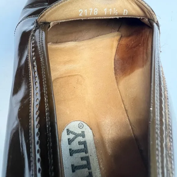 Bally Brown Leather Tassel Loafers Men’s Size 11.5D Little Stain Back Left Shoe