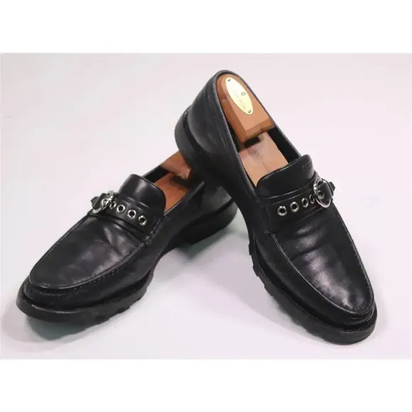 Bally Cantus Black Leather Buckle Strap Loafers Men's US 8.5