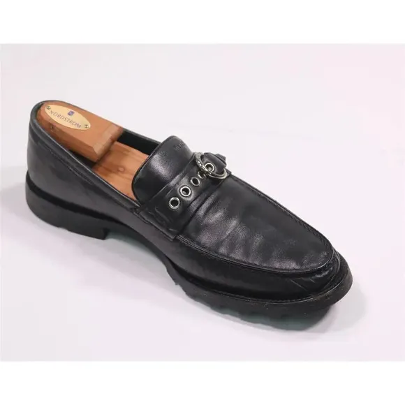 Bally Cantus Black Leather Buckle Strap Loafers Men's US 8.5