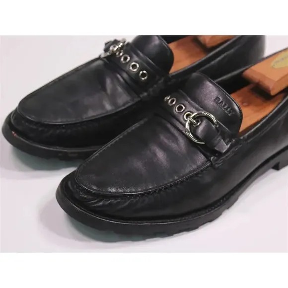 Bally Cantus Black Leather Buckle Strap Loafers Men's US 8.5