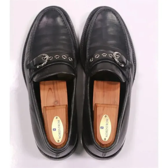 Bally Cantus Black Leather Buckle Strap Loafers Men's US 8.5
