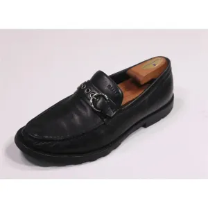 Bally Cantus Black Leather Buckle Strap Loafers Men's US 8.5