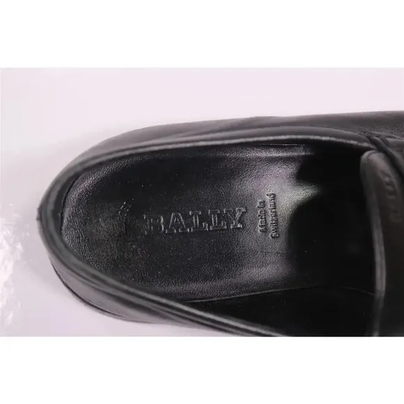 Bally Cantus Black Leather Buckle Strap Loafers Men's US 8.5