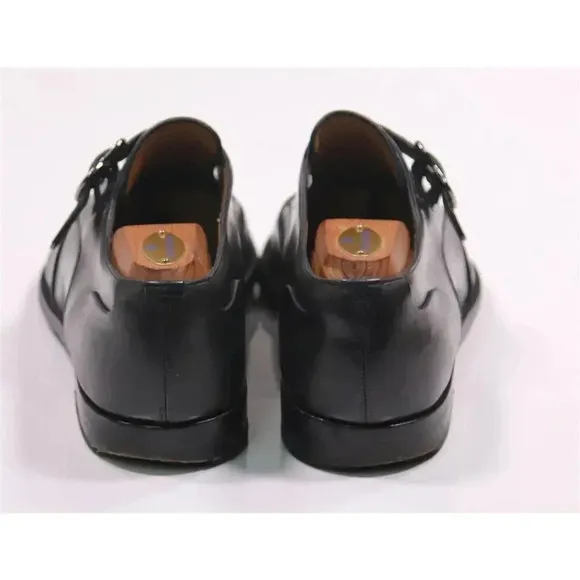 Bally Gannor Black Single Buckle Leather Dress Shoes Men's US 7 D