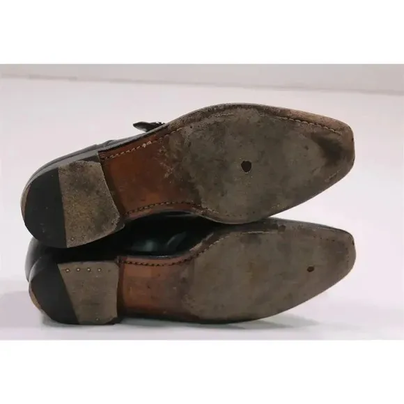 Bally Gannor Black Single Buckle Leather Dress Shoes Men's US 7 D