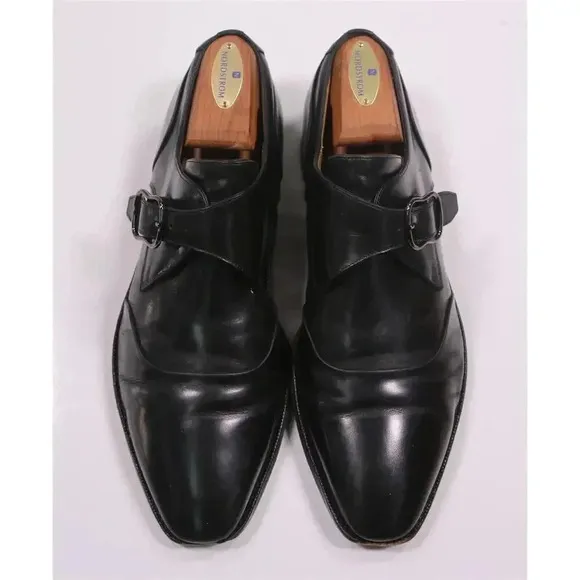 Bally Gannor Black Single Buckle Leather Dress Shoes Men's US 7 D