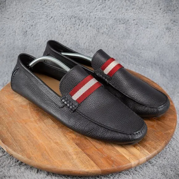 Bally Men's Size 13 Black Calf Plain Leather Loafers Made in Italy