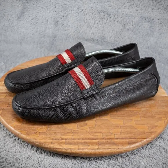 Bally Men's Size 13 Black Calf Plain Leather Loafers Made in Italy