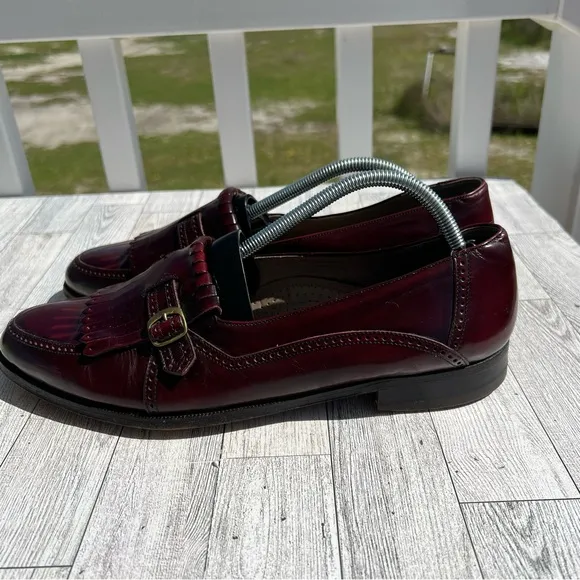 Bally Shoes Mens 11.5 D Burgundy Tassel Kiltie Fringe Loafers Made Italy
