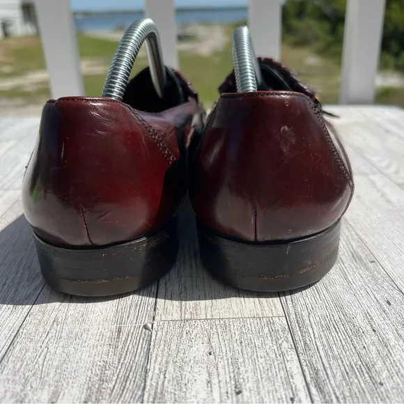 Bally Shoes Mens 11.5 D Burgundy Tassel Kiltie Fringe Loafers Made Italy