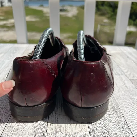 Bally Shoes Mens 11.5 D Burgundy Tassel Kiltie Fringe Loafers Made Italy