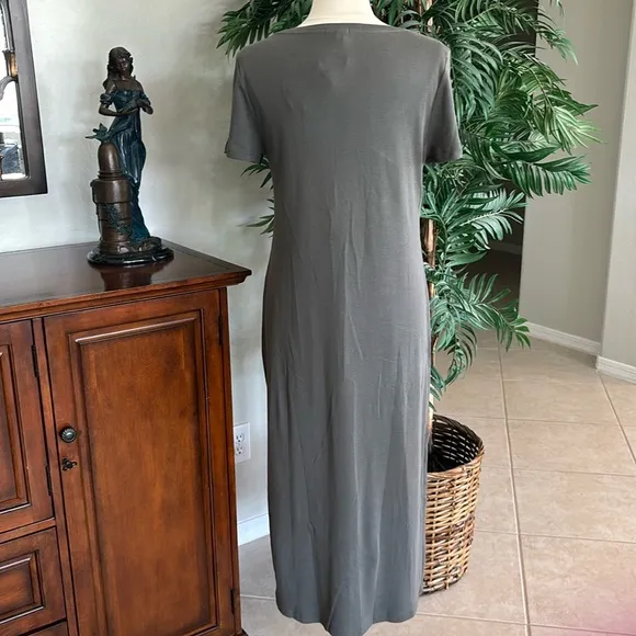 Barefoot Dreams Malibu Collection Organic Cotton Ribbed Dress ~ Olive Branch